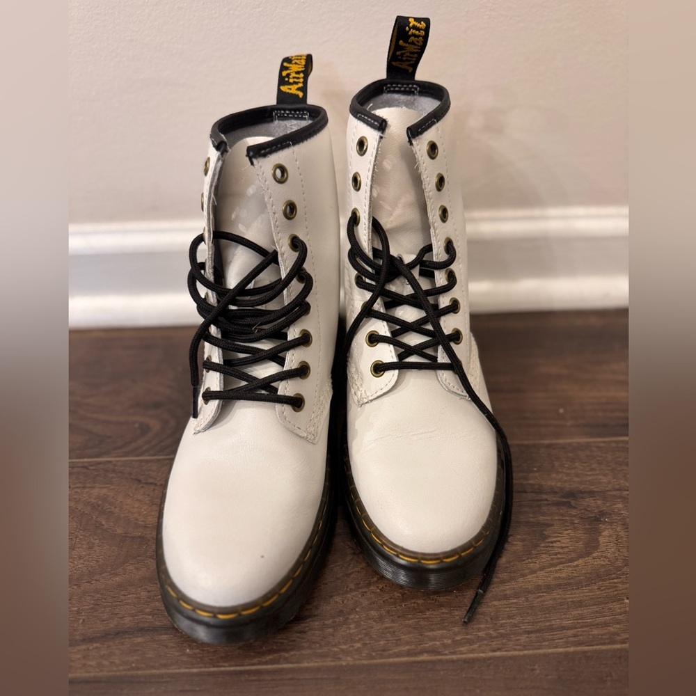 Dr. Martens White Lace-Up Combat Boots